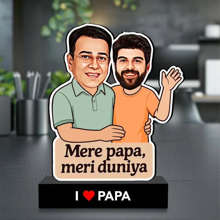 Mere Papa, Meri Duniya – Personalized Caricature Gift for Dad from Son