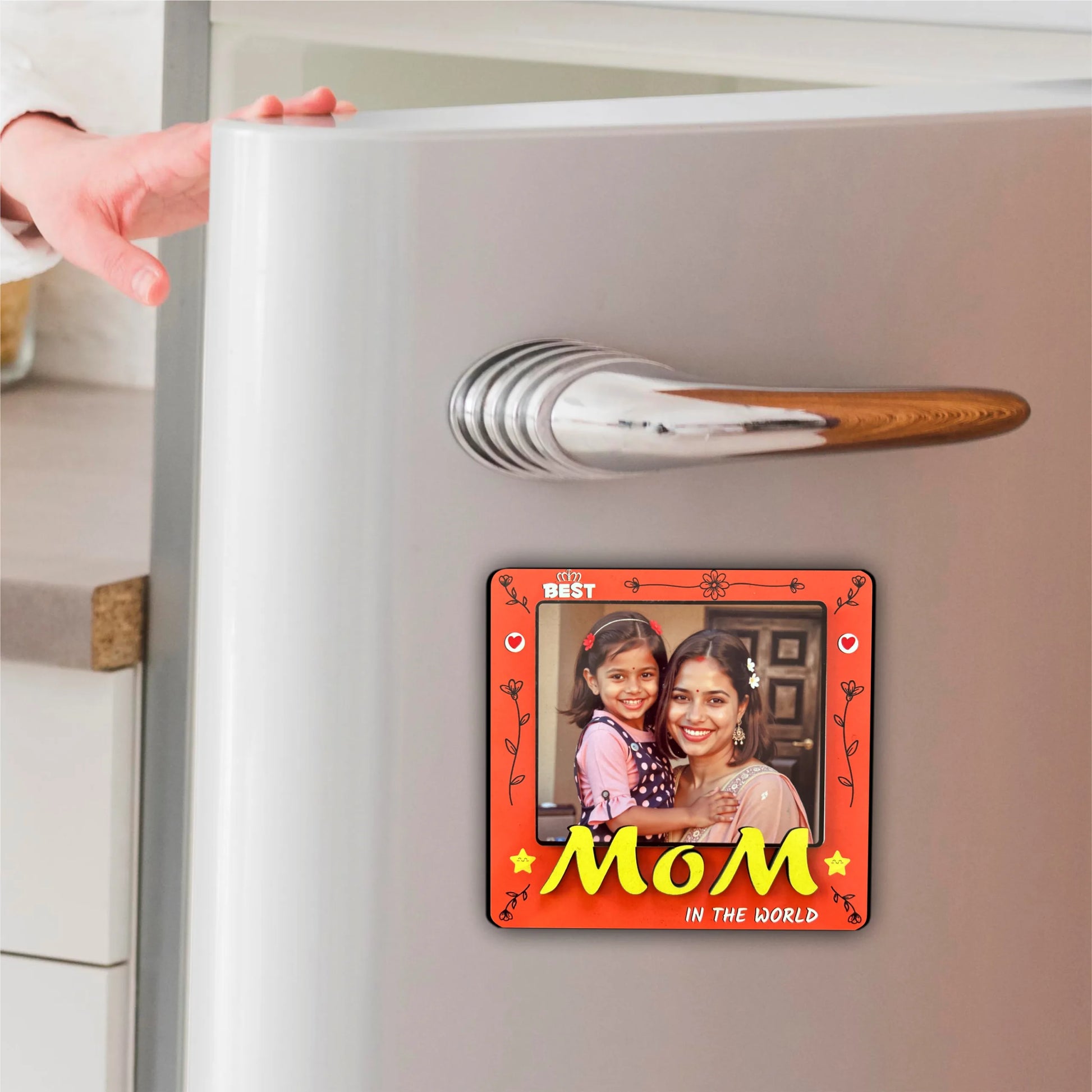 Make Her Smile Every Day – Custom Photo 4x3 Mother's Day Fridge Magnet | Personalized Gift for Mom