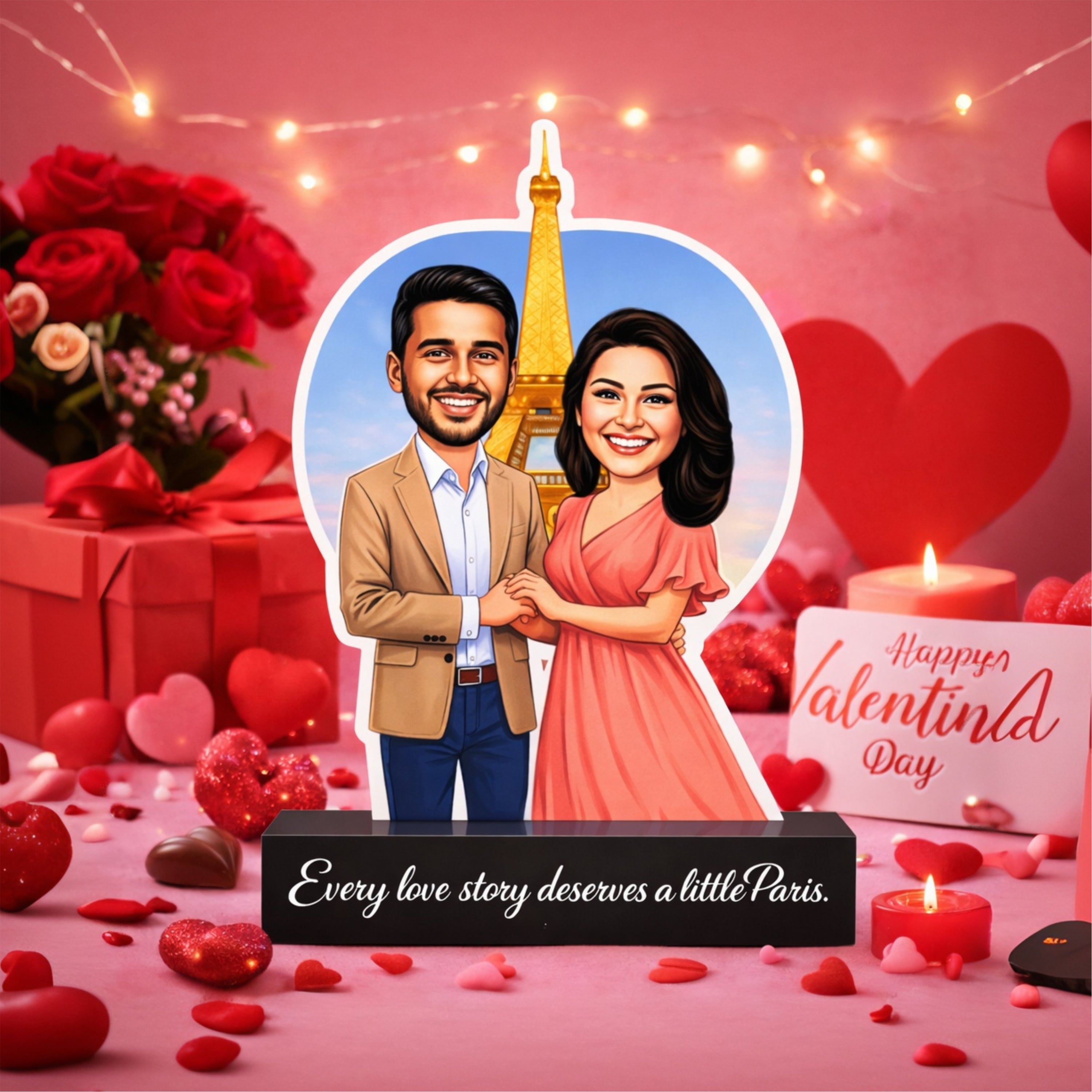 Paris Love – Personalized Couple Caricature on Acrylic
