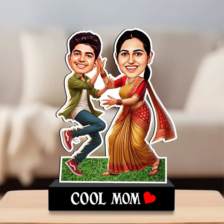 Cool Mom Personalized Caricature – Fun Customized Gift for Mom from Son/Daughter | Unique Birthday & Mother’s Day Keepsake