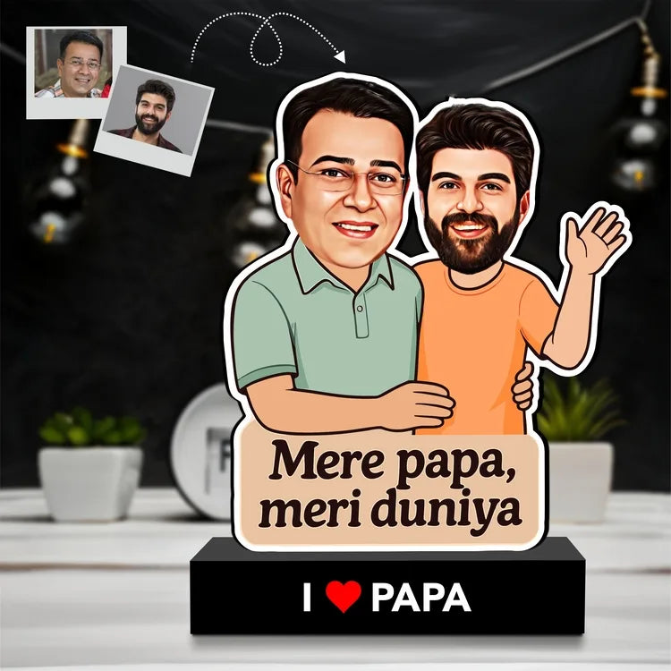 Mere Papa, Meri Duniya – Personalized Caricature Gift for Dad from Son