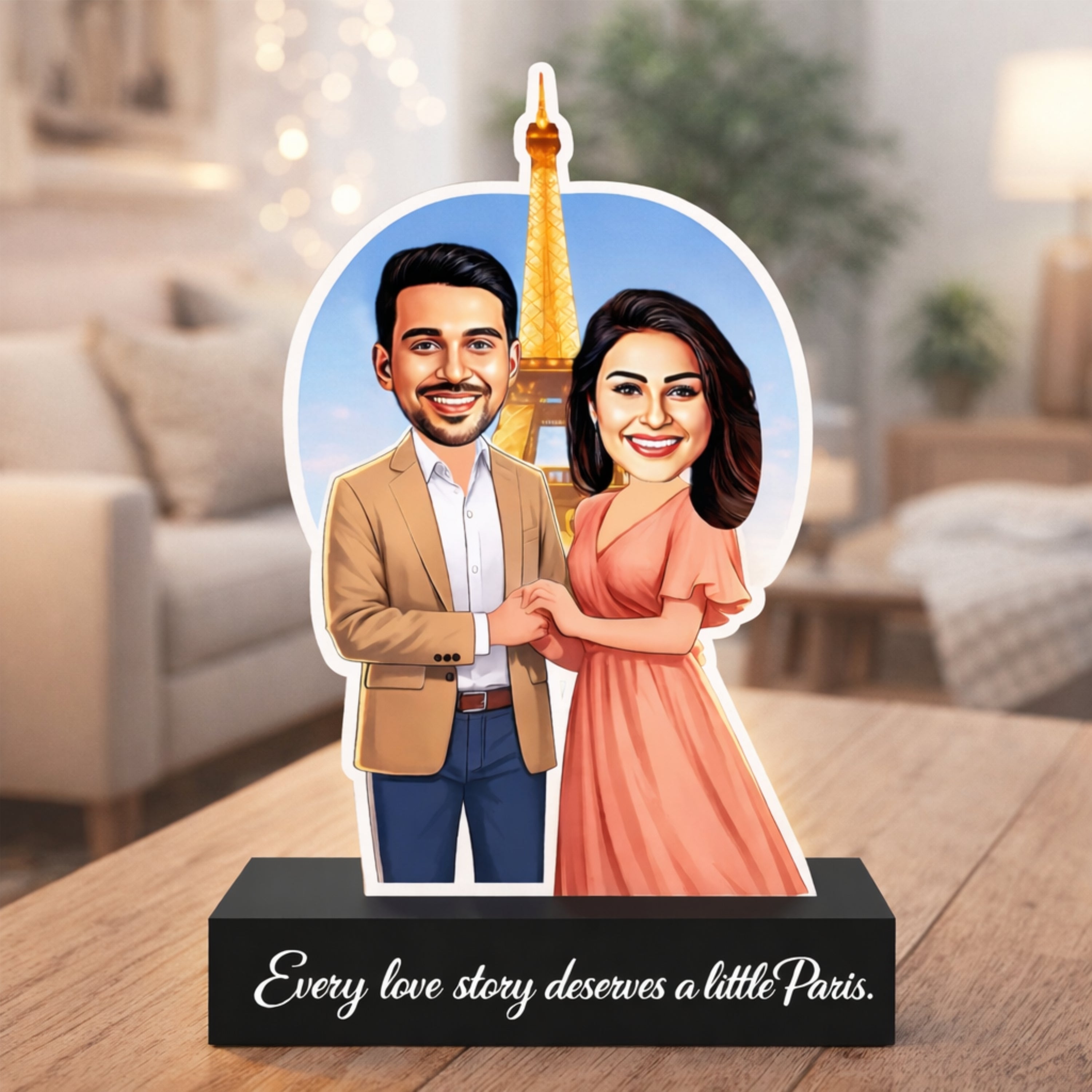 Paris Love – Personalized Couple Caricature on Acrylic