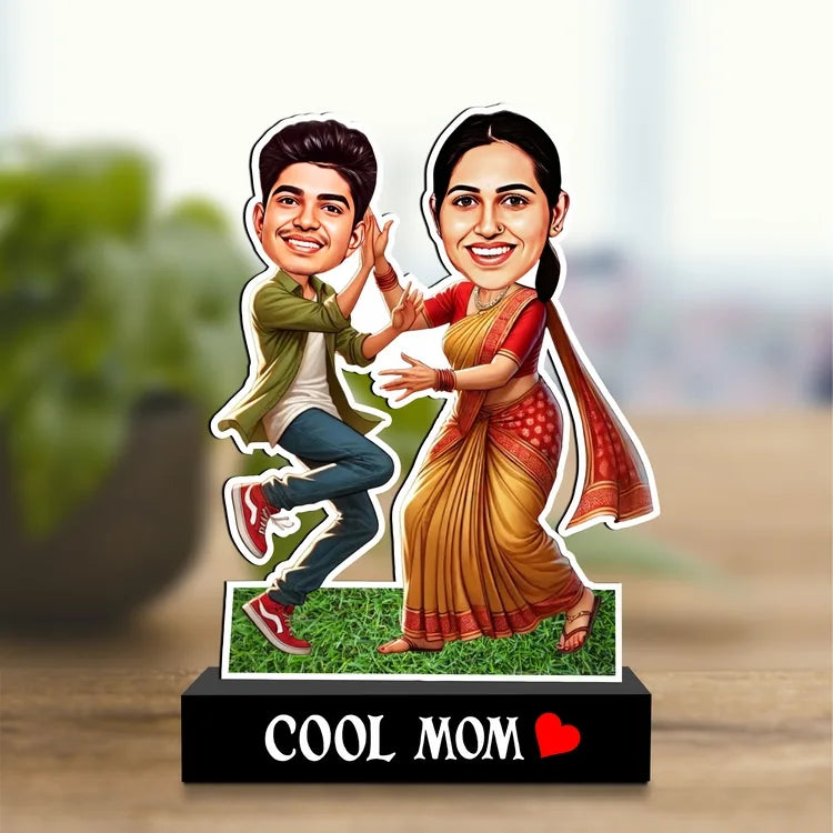Cool Mom Personalized Caricature – Fun Customized Gift for Mom from Son/Daughter | Unique Birthday & Mother’s Day Keepsake