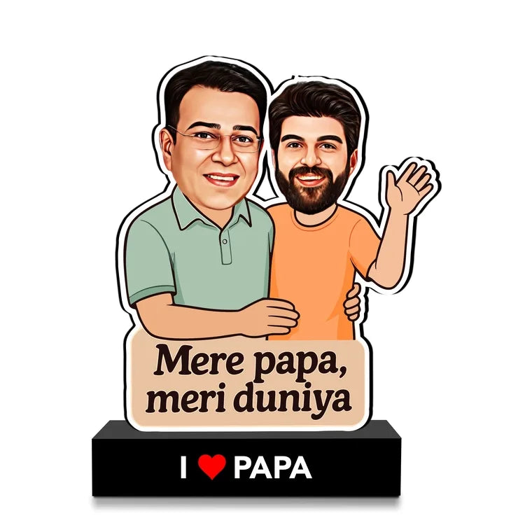Mere Papa, Meri Duniya – Personalized Caricature Gift for Dad from Son