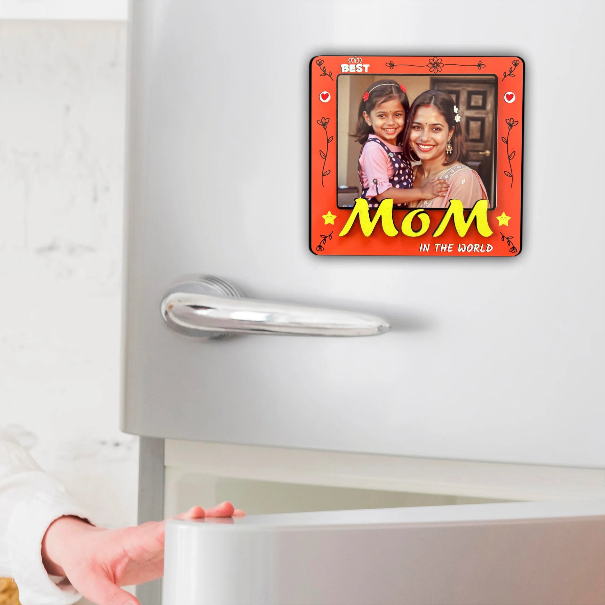 Make Her Smile Every Day – Custom Photo 4x3 Mother's Day Fridge Magnet | Personalized Gift for Mom