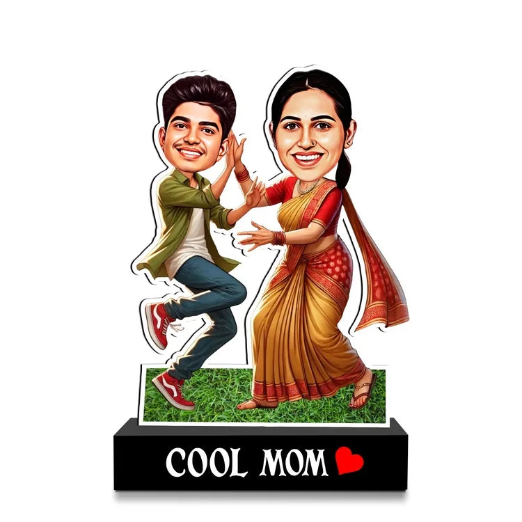 Cool Mom Personalized Caricature – Fun Customized Gift for Mom from Son/Daughter | Unique Birthday & Mother’s Day Keepsake