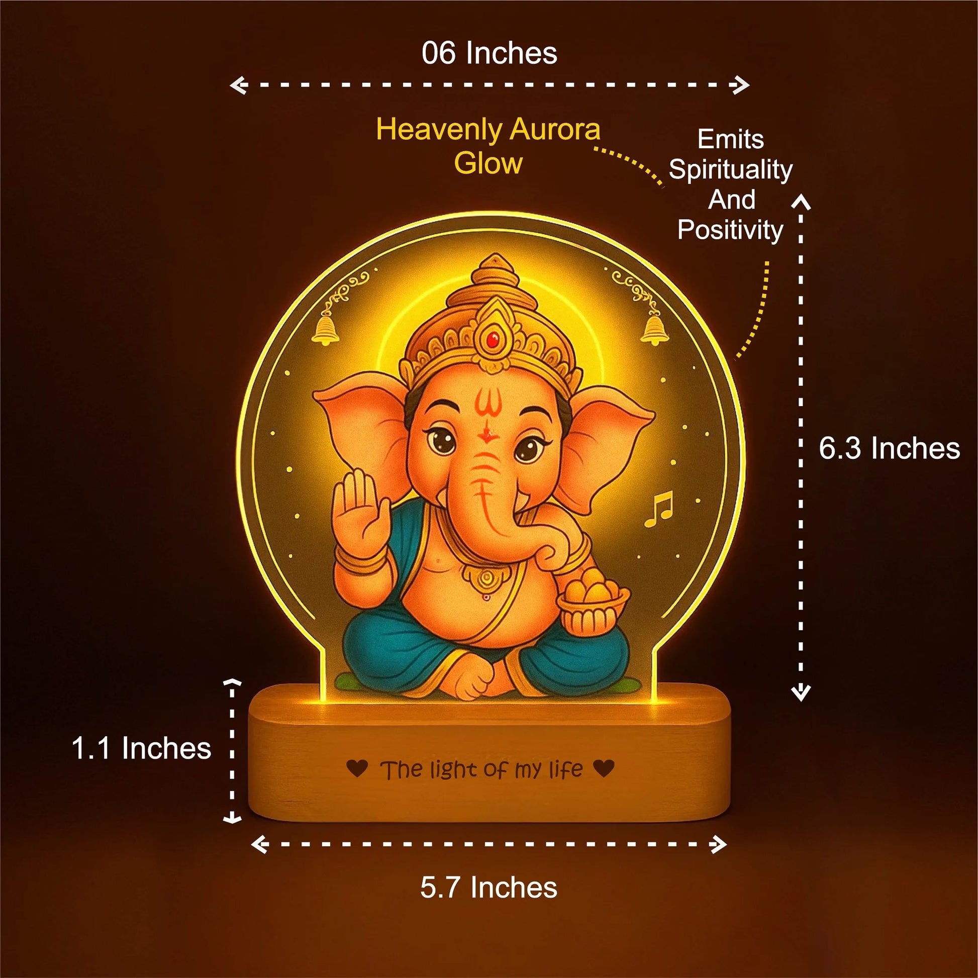 Ganesh Photo Frame with Light – Spiritual Pooja Room Décor & Gift