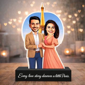 Paris Love – Personalized Couple Caricature on Acrylic
