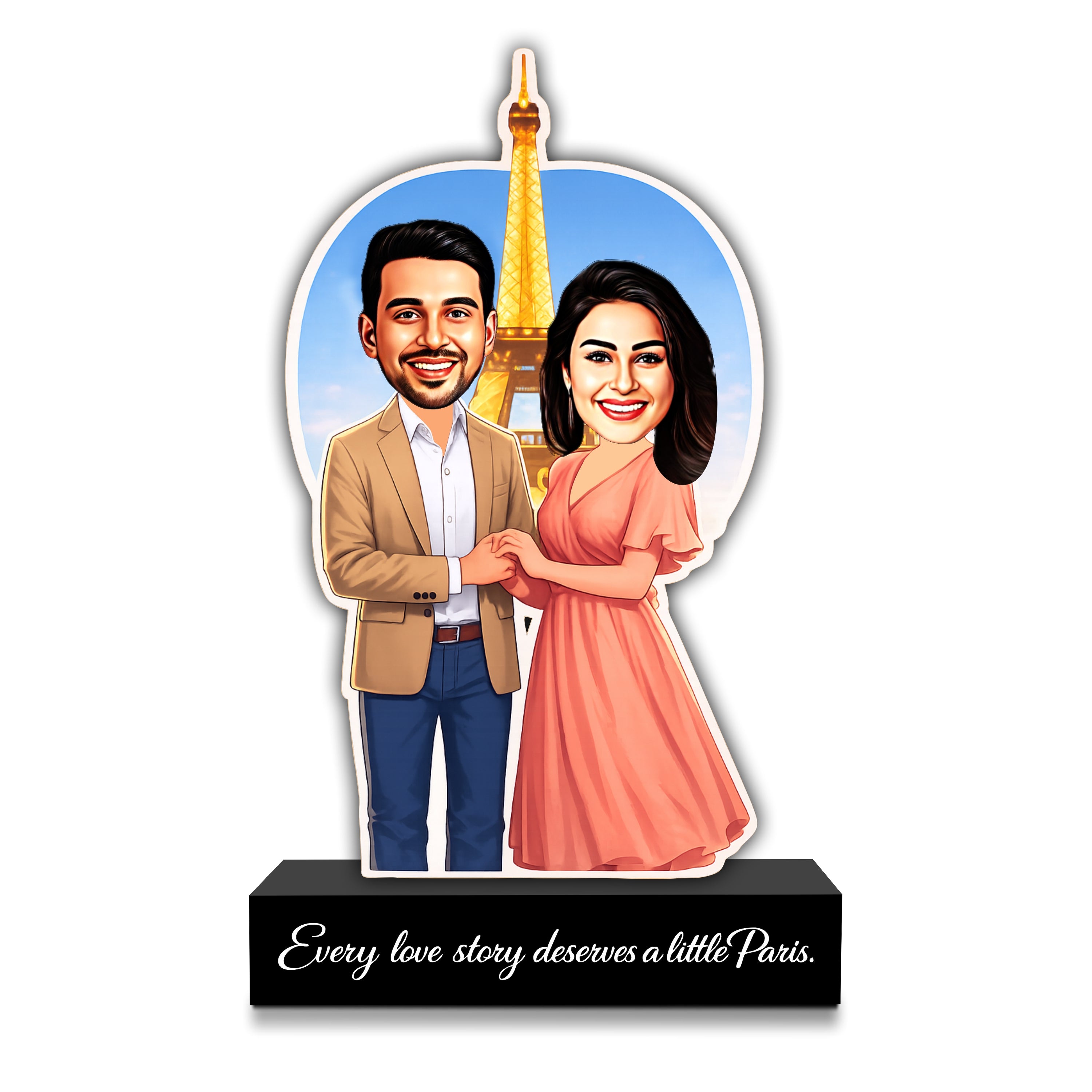 Paris Love – Personalized Couple Caricature on Acrylic