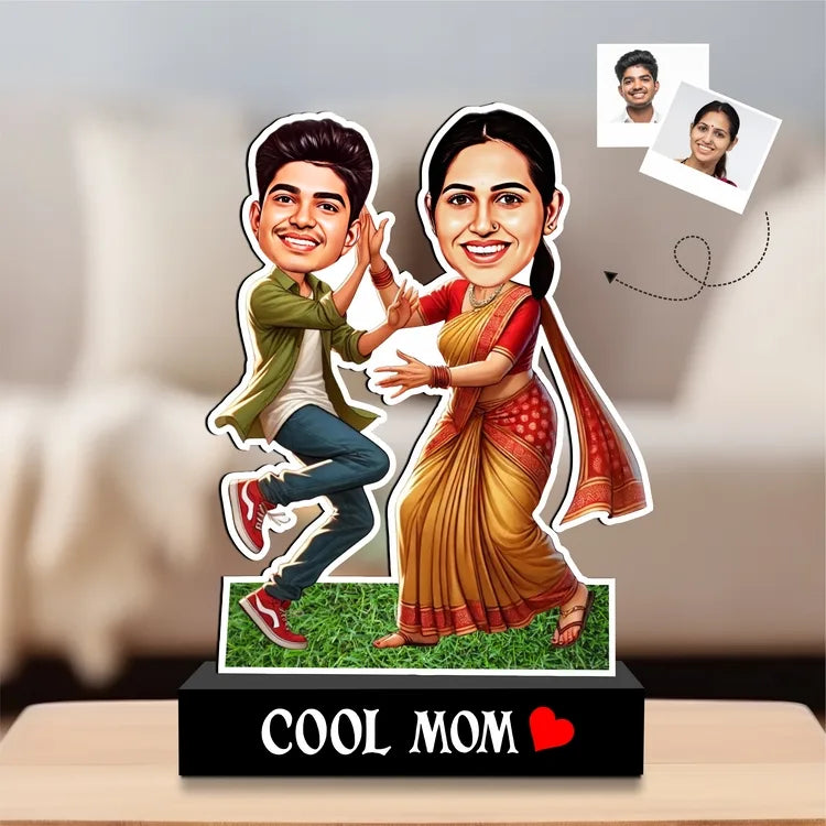 Cool Mom Personalized Caricature – Fun Customized Gift for Mom from Son/Daughter | Unique Birthday & Mother’s Day Keepsake