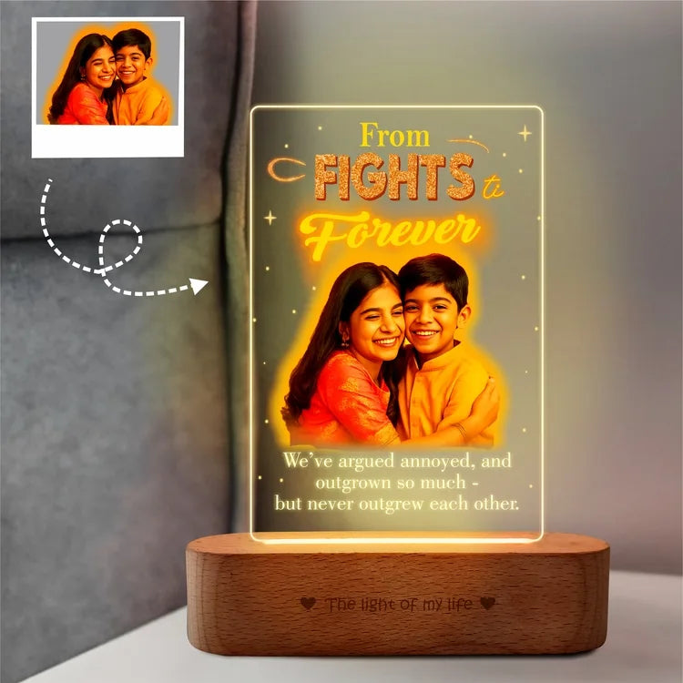 From Fights to Forever – New Rakhi Gift | Personalized LED Lamp for Raksha Bandhan