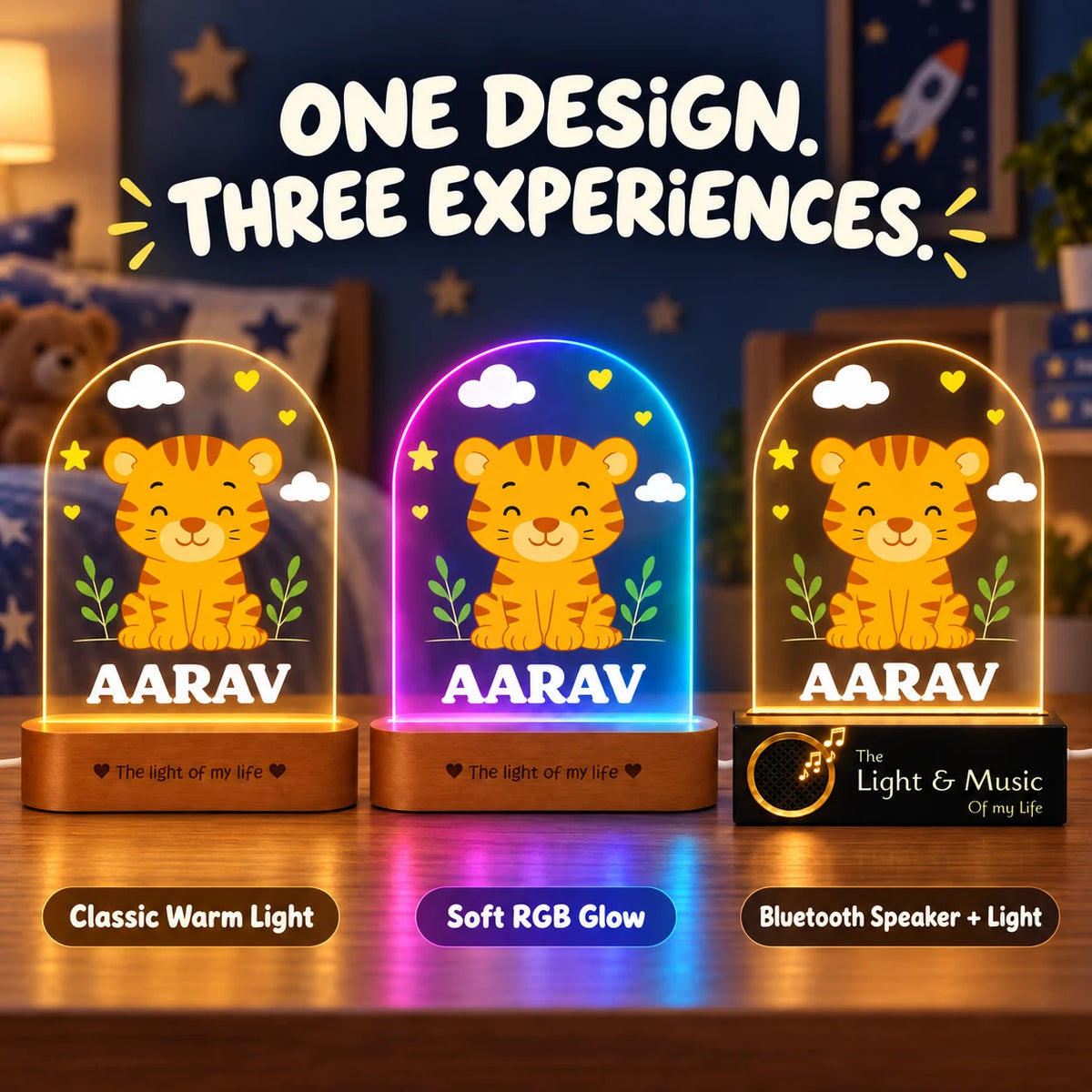 Birthday Gift for Boys – Personalized Tiger Night Lamp with Name
