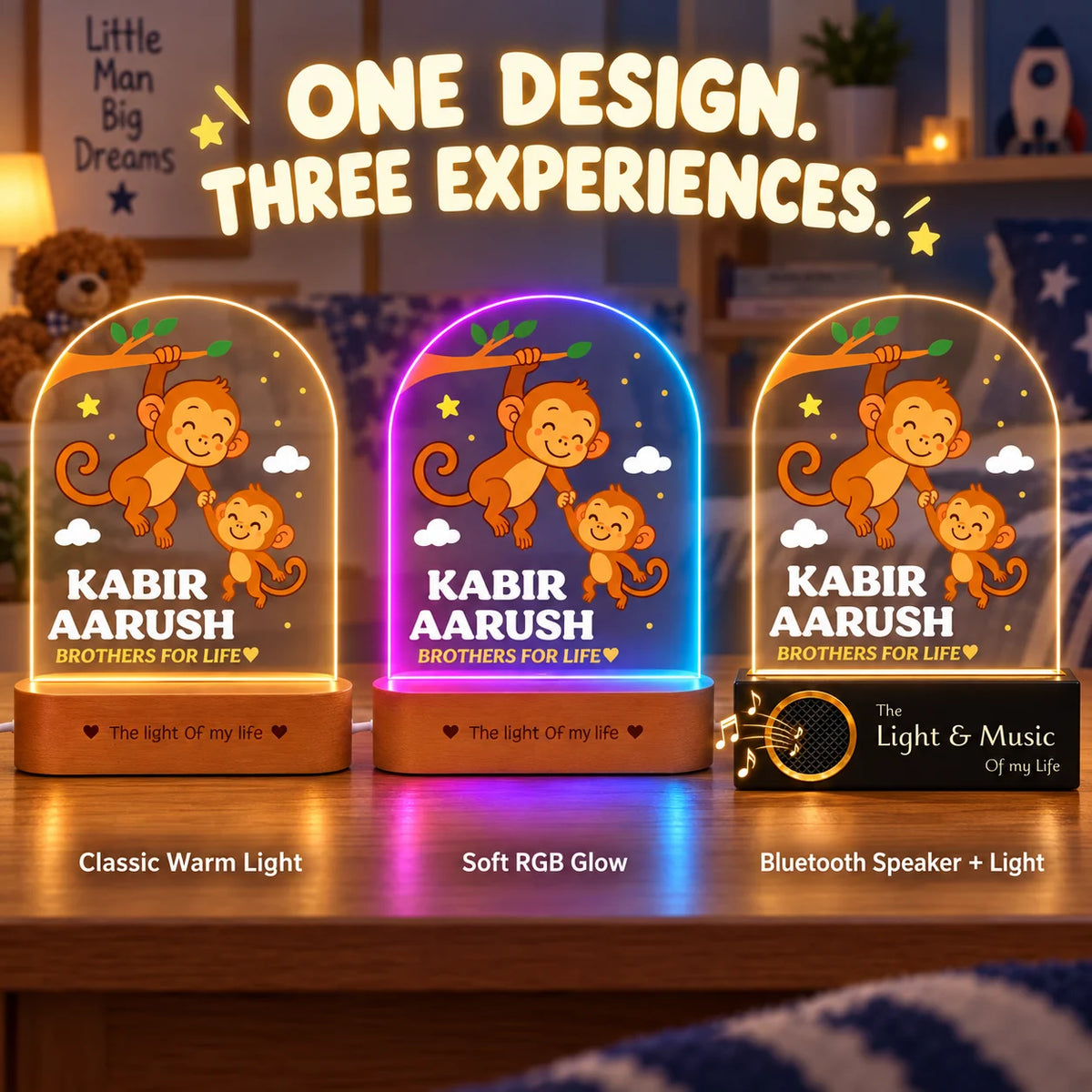 Personalized Sibling Night Lamp – Nursery Décor for Two Kids with Names