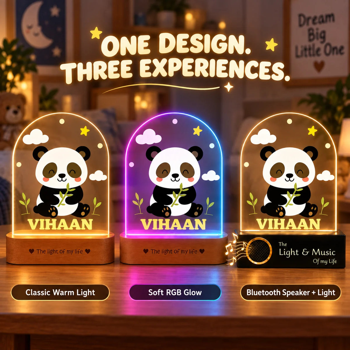 Newborn Gift with Name – Personalized Panda Night Lamp for Baby Room