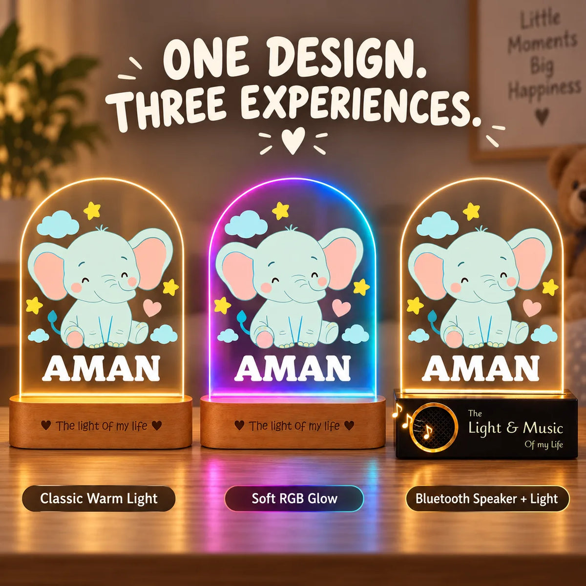 Birthday Gift for Kids – Personalized Elephant Night Lamp with Name