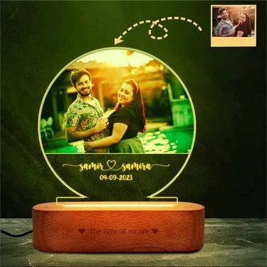 Half Moon Photo Engraved Lamp – Anniversary Gift