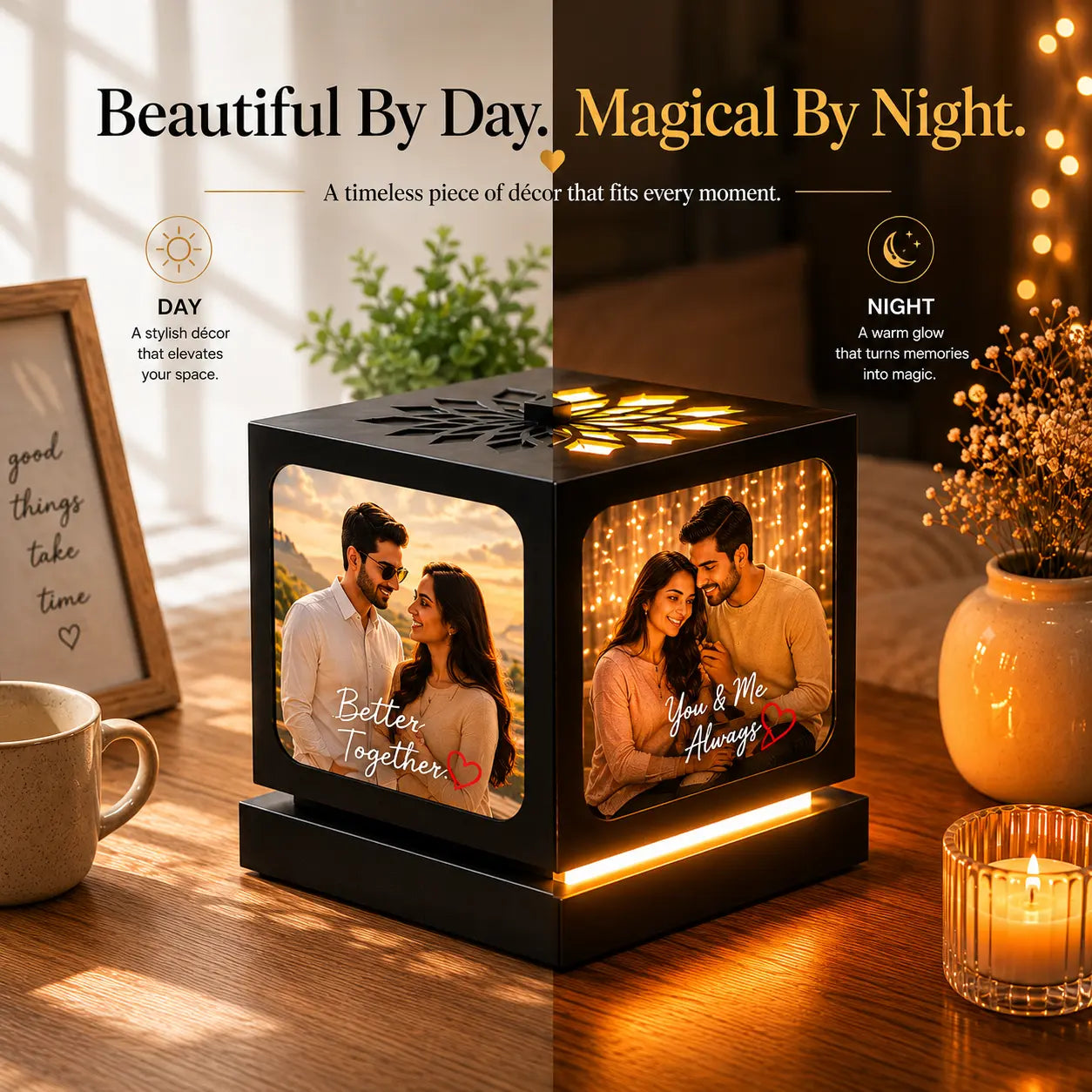 Anniversary Gift - Rotating Photo Lamp - Nostalgia Flora