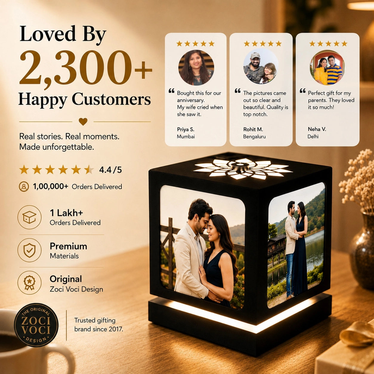 Anniversary Gift - Rotating Photo Lamp - Nostalgia Flora