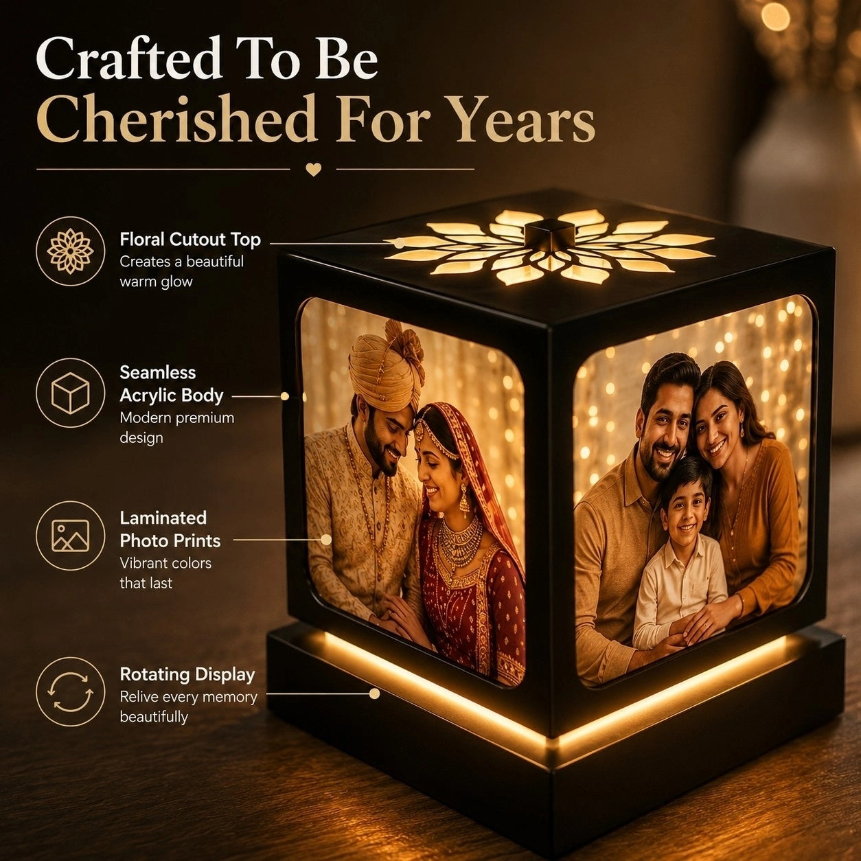 Anniversary Gift - Rotating Photo Lamp - Nostalgia Flora