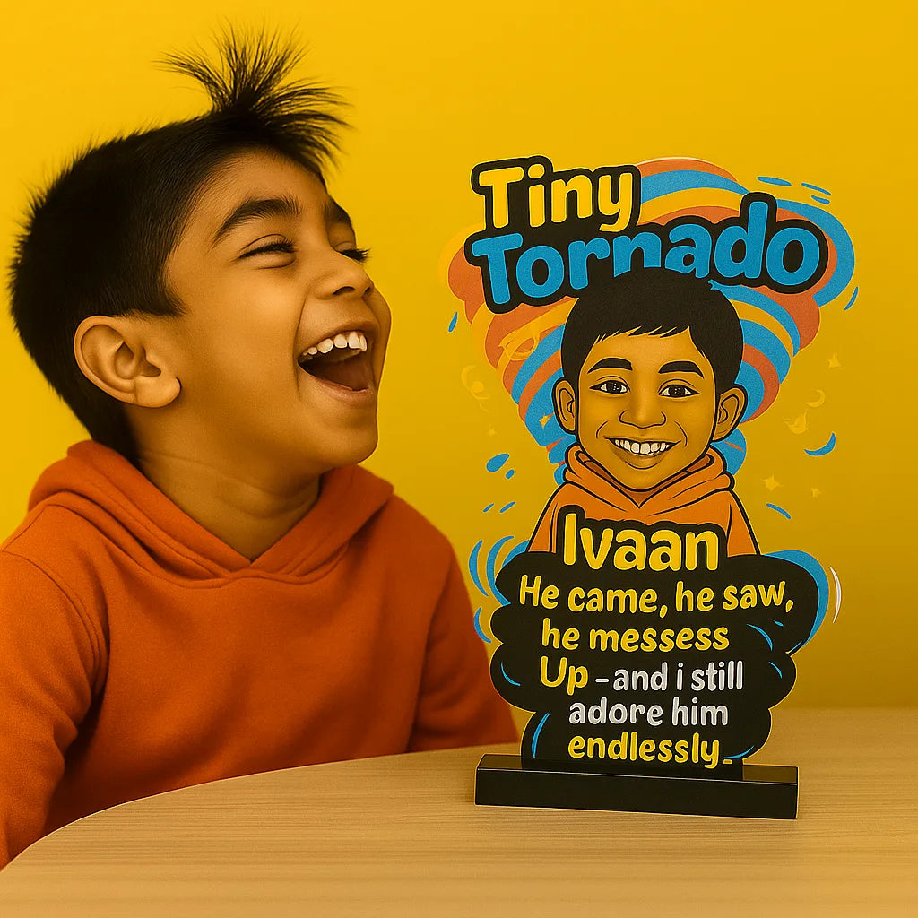 Tiny Tornado – Personalized Gift for Younger Brother | Custom Cartoon Standee