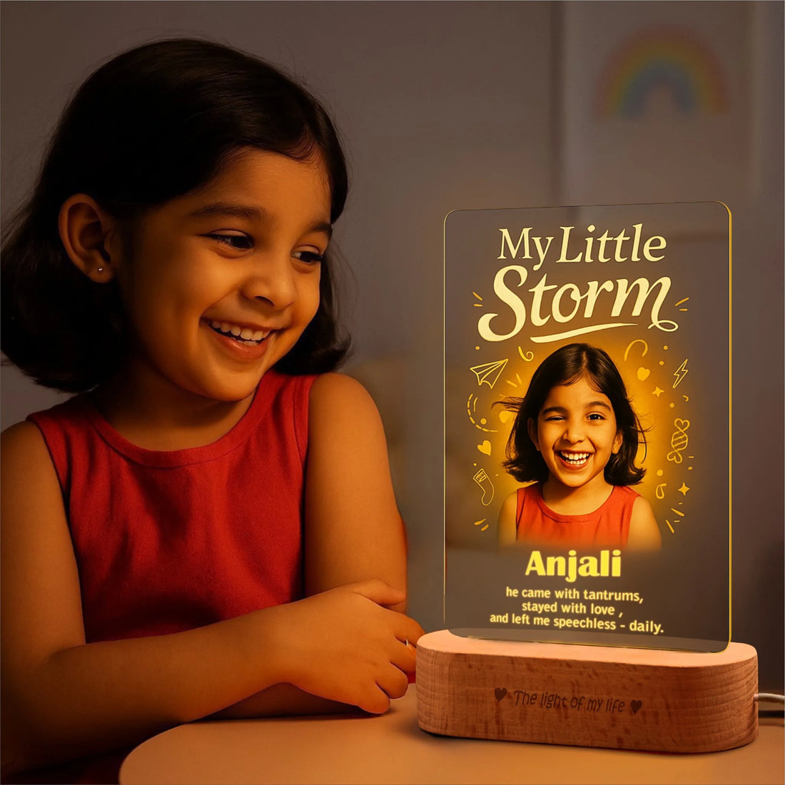 My Little Storm - Customized Gift for Small Sister | Personalized LED Acrylic Photo Lamp with Name