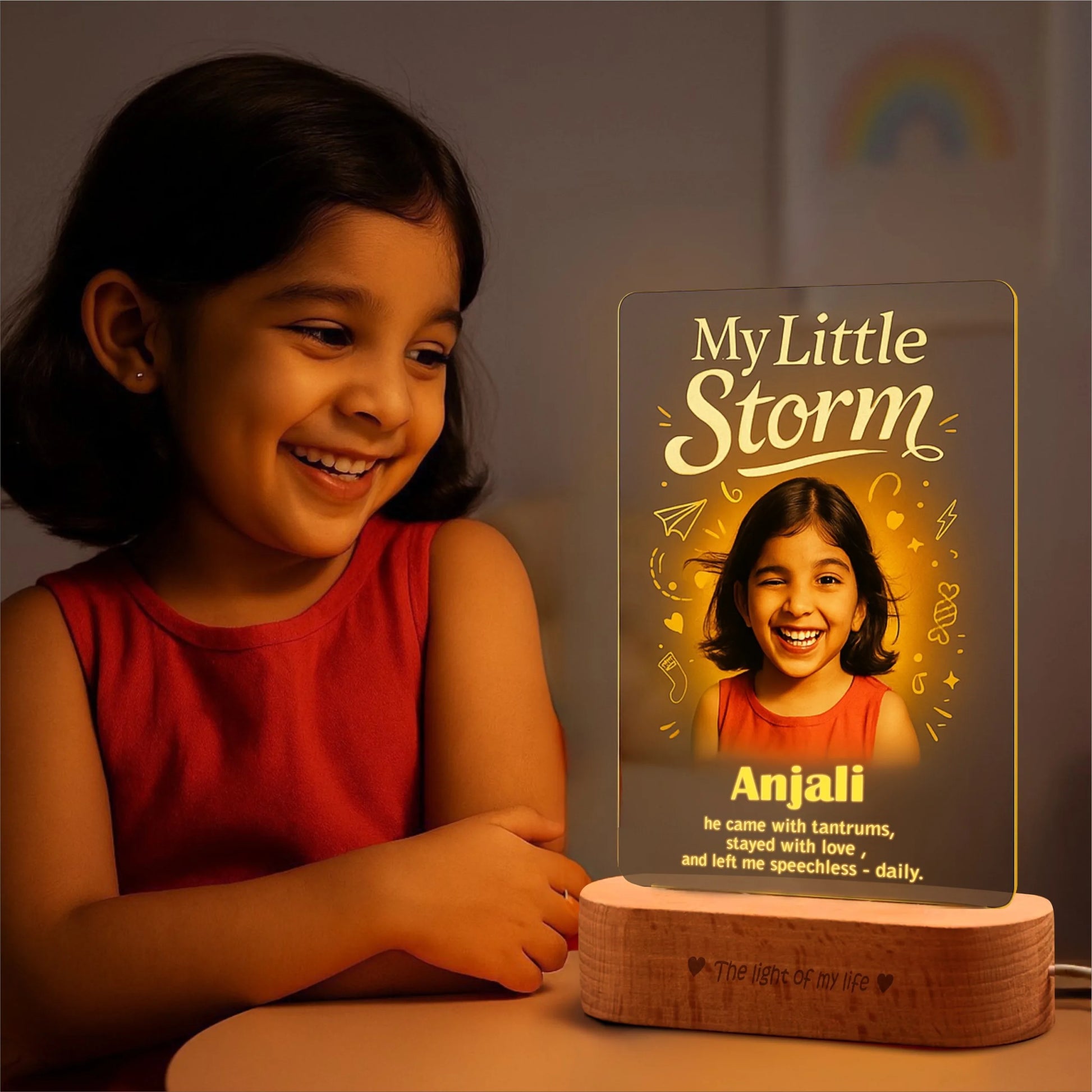 My Little Storm - Customized Gift for Small Sister | Personalized LED Acrylic Photo Lamp with Name