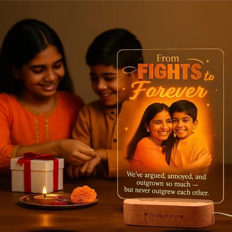 From Fights to Forever – New Rakhi Gift | Personalized LED Lamp for Raksha Bandhan