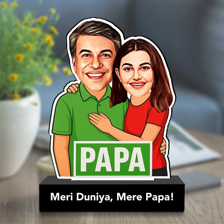 Mere Papa, Meri Duniya – Personalized Caricature Gift for Dad from Daughter