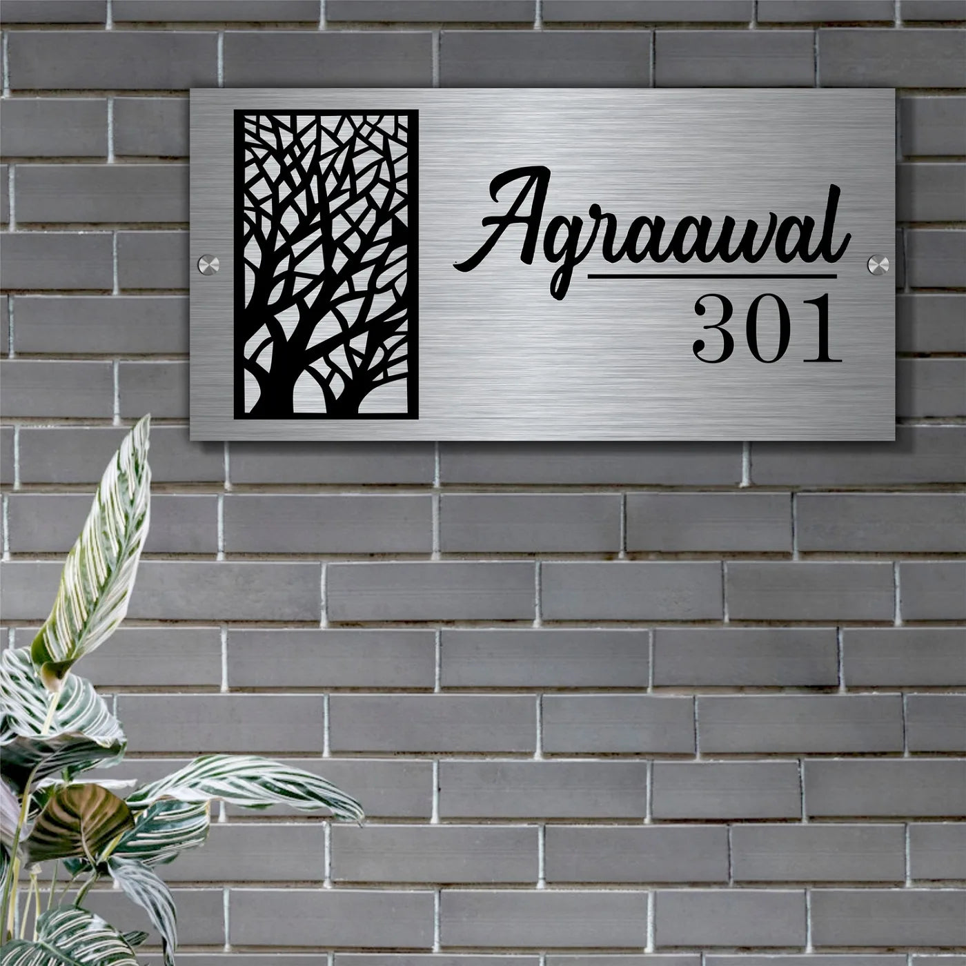 Contemporary tree name plate