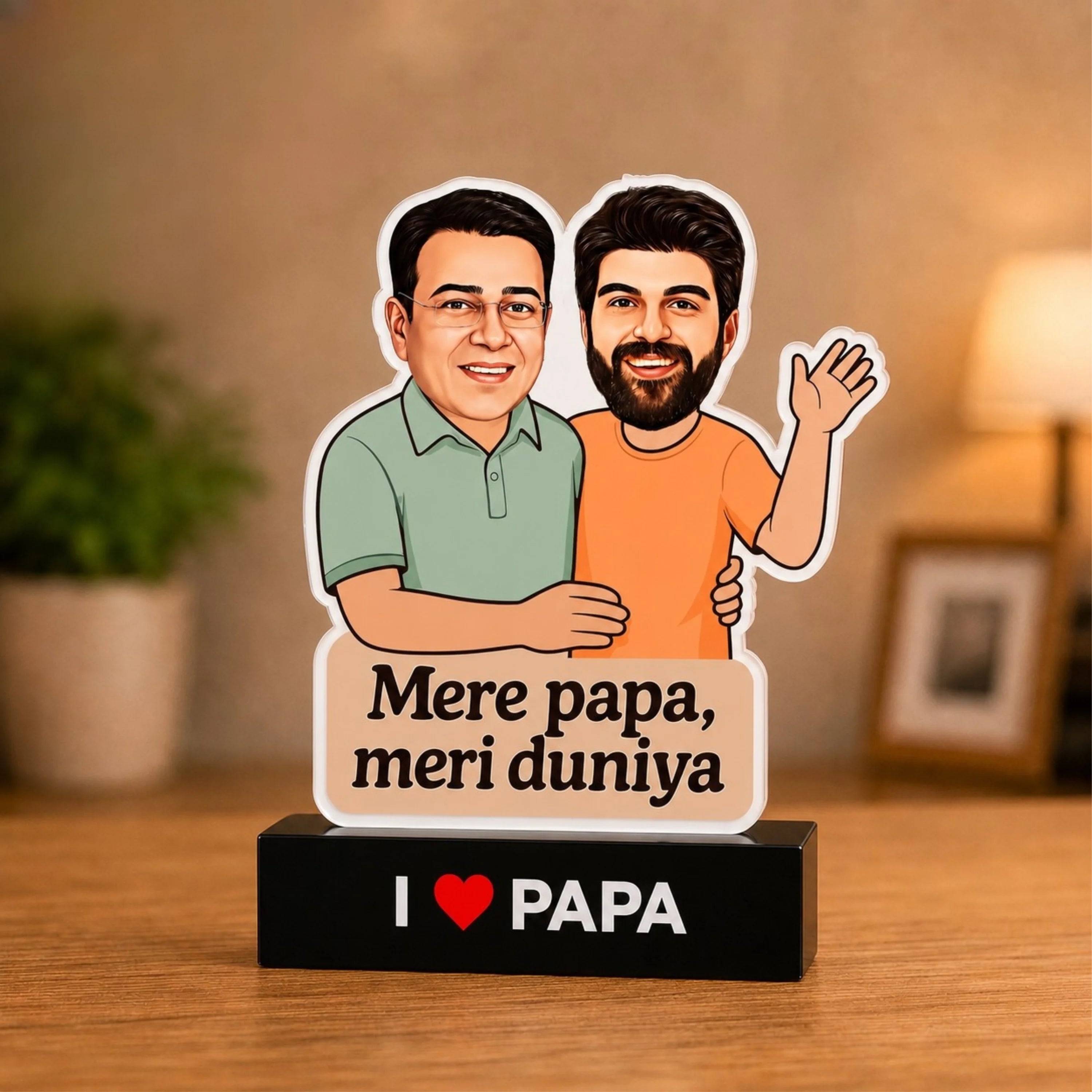 Mere Papa, Meri Duniya – Personalized Caricature Gift for Dad from Son