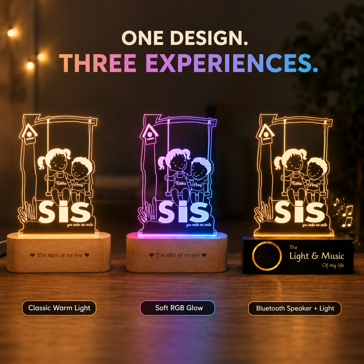 Rakhi gift for sister - Sister Love Lamp