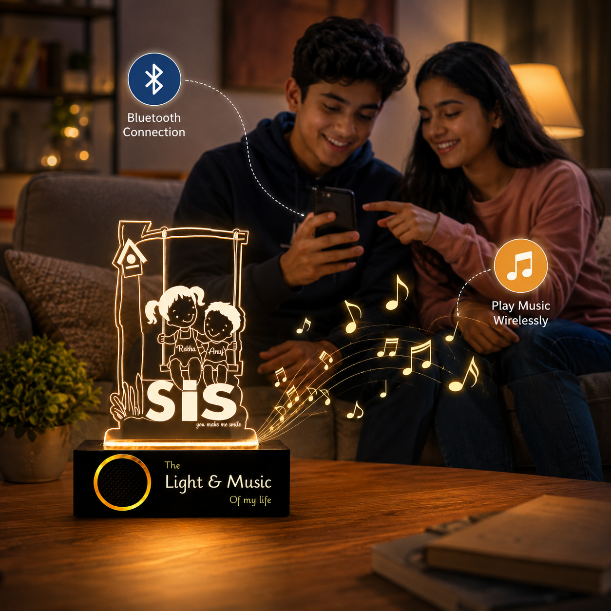Rakhi gift for sister - Sister Love Lamp