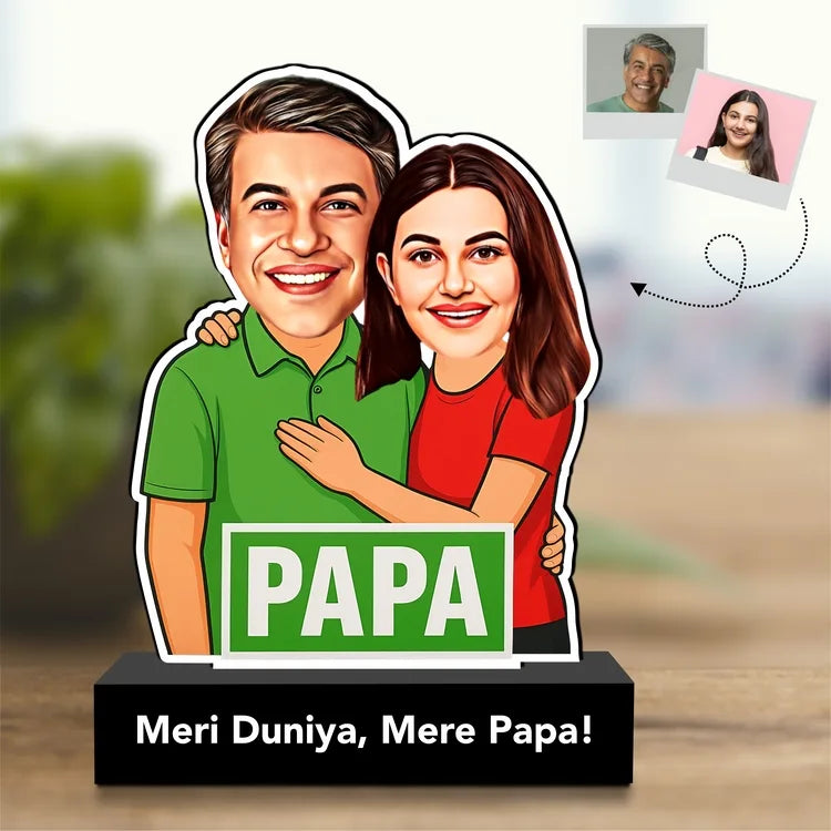 Mere Papa, Meri Duniya – Personalized Caricature Gift for Dad from Daughter