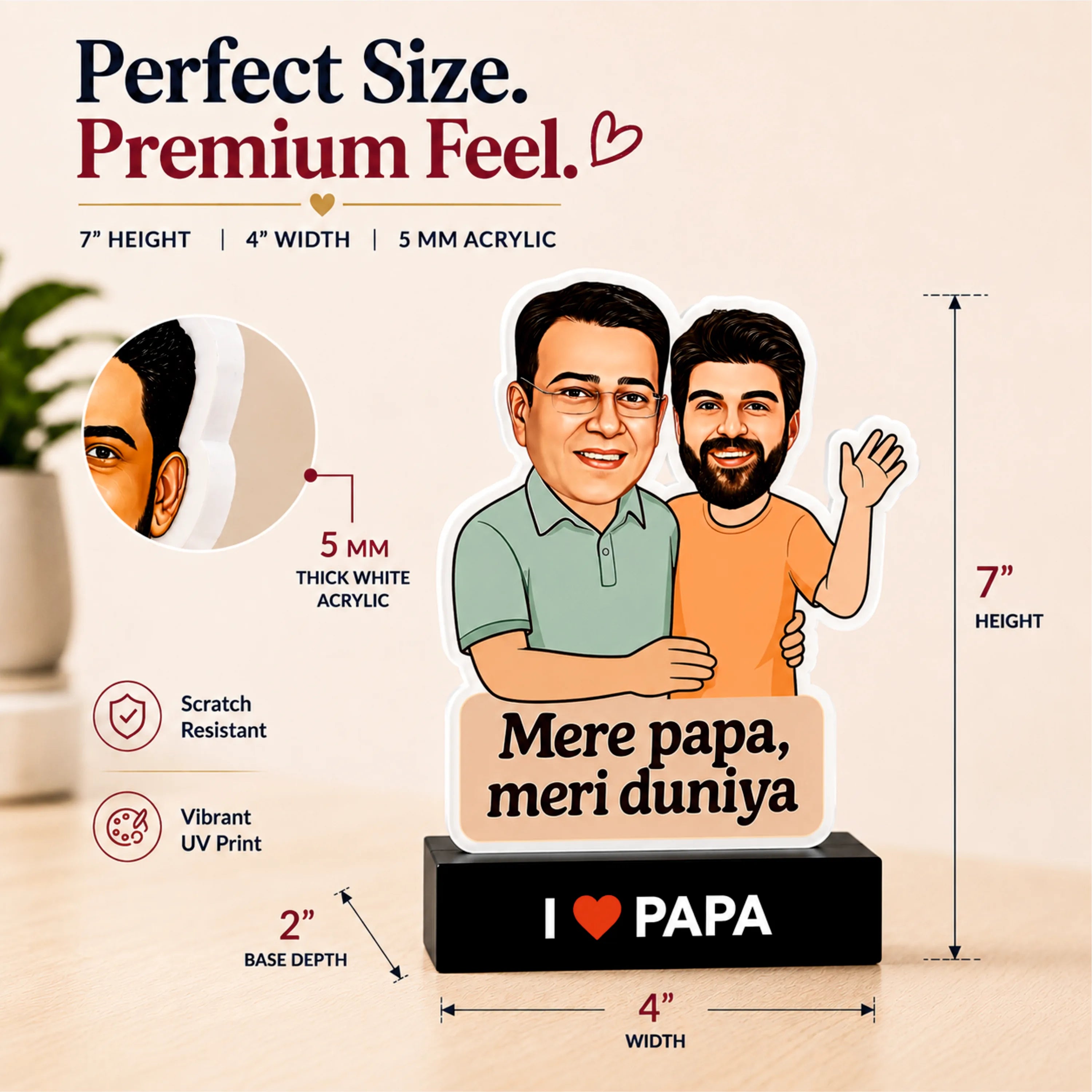 Mere Papa, Meri Duniya – Personalized Caricature Gift for Dad from Son