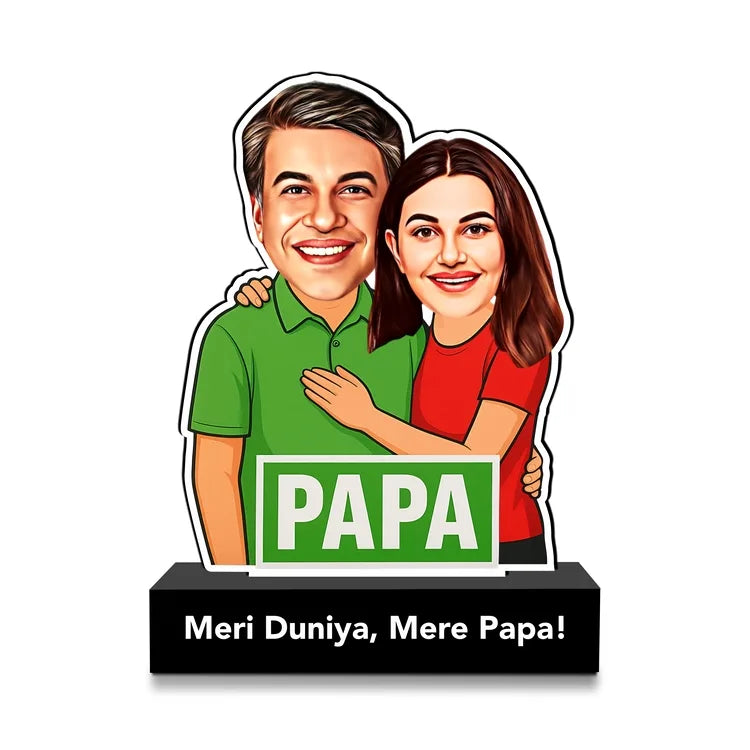 Mere Papa, Meri Duniya – Personalized Caricature Gift for Dad from Daughter