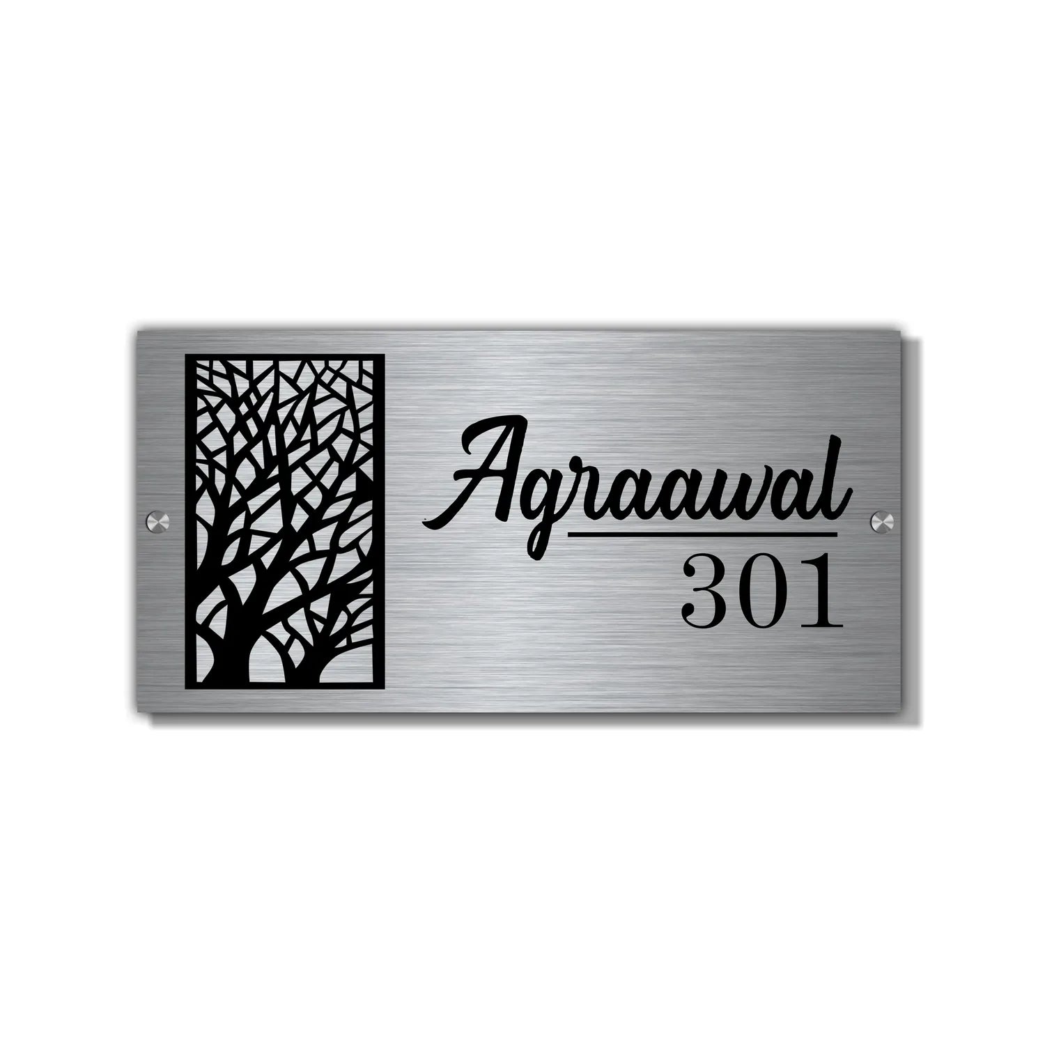 Contemporary tree name plate