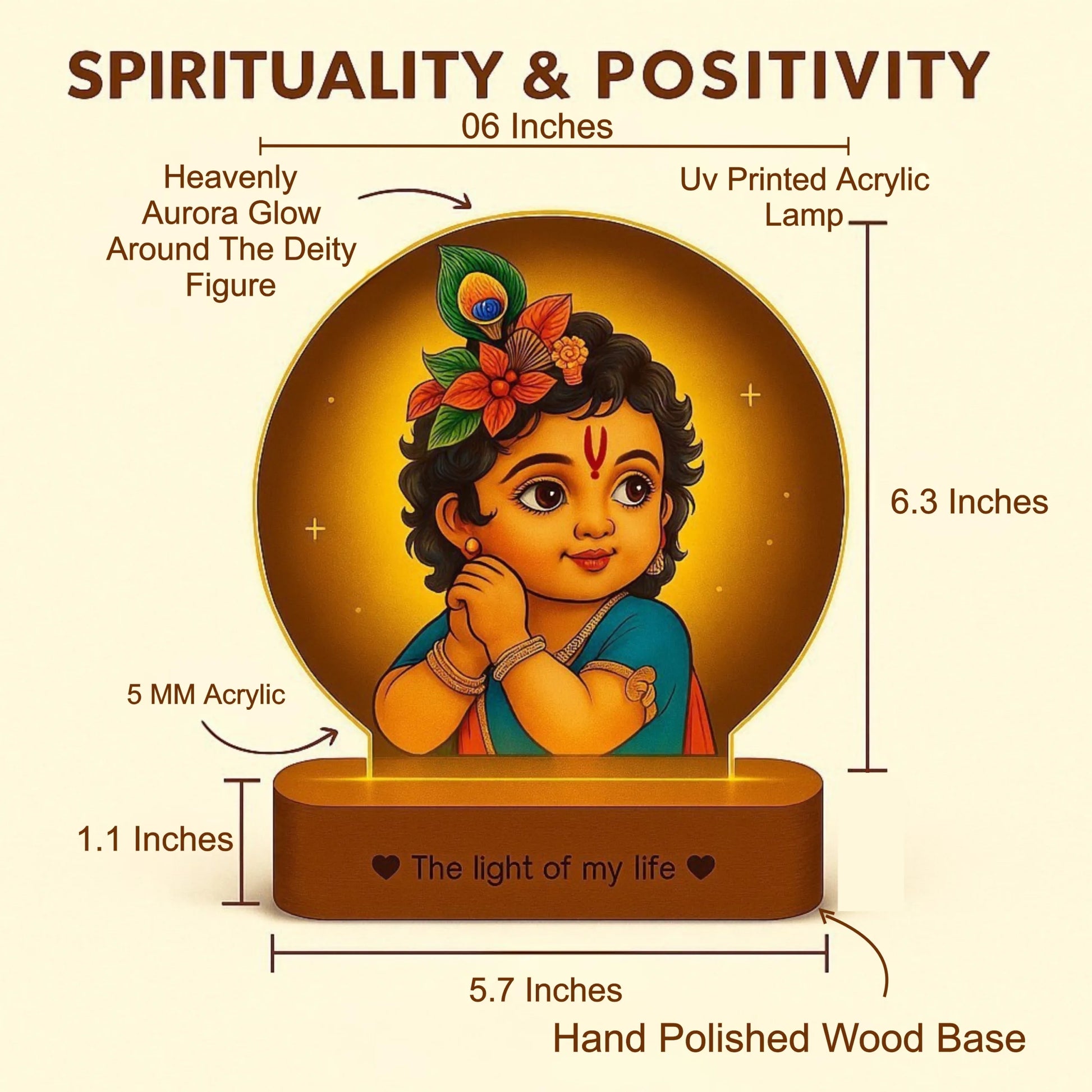 Bal Krishna Photo Frame with Light – Spiritual Pooja Room Décor & Diwali Gift