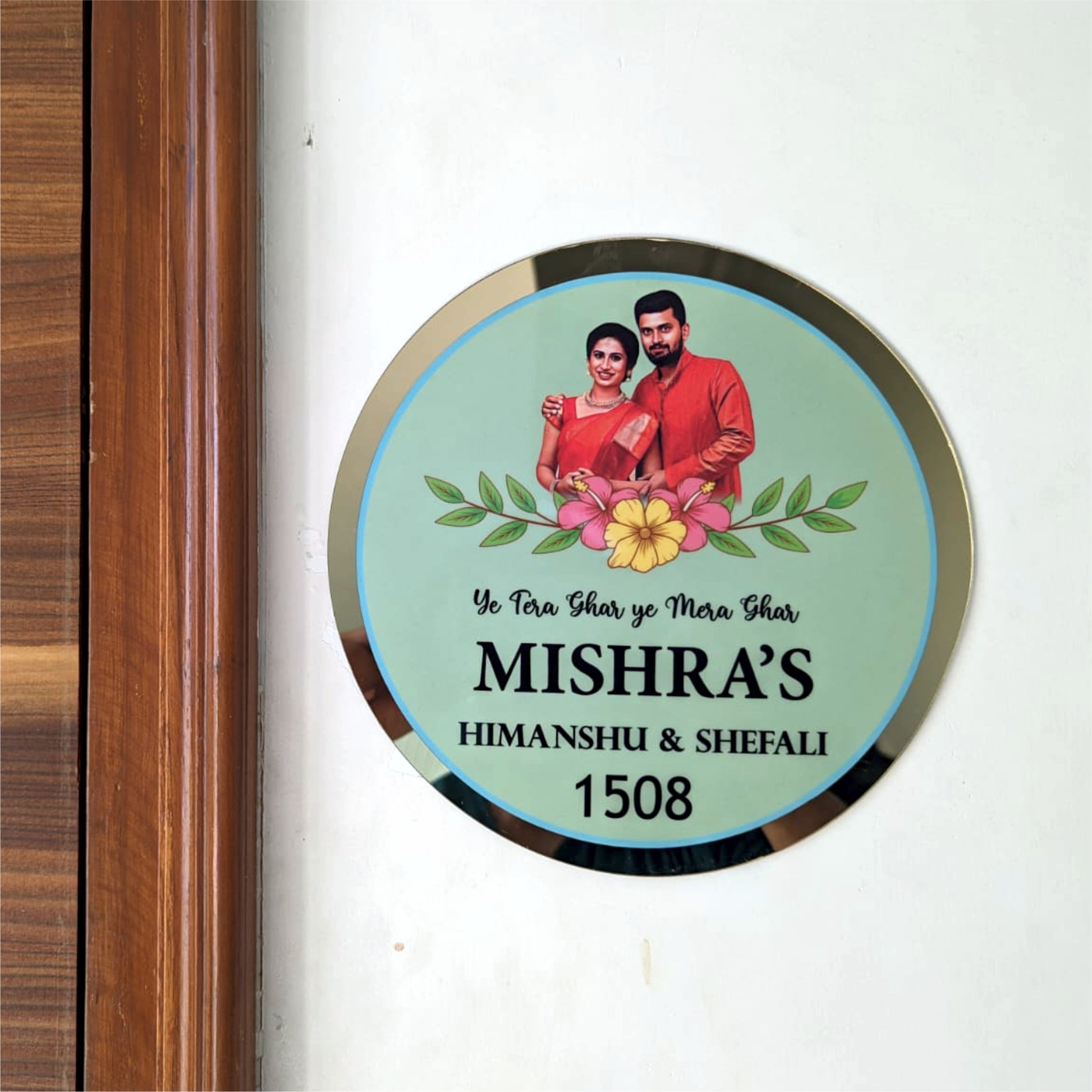 Colorful Welcome- Personalized Name Plate with Photo - name board for house