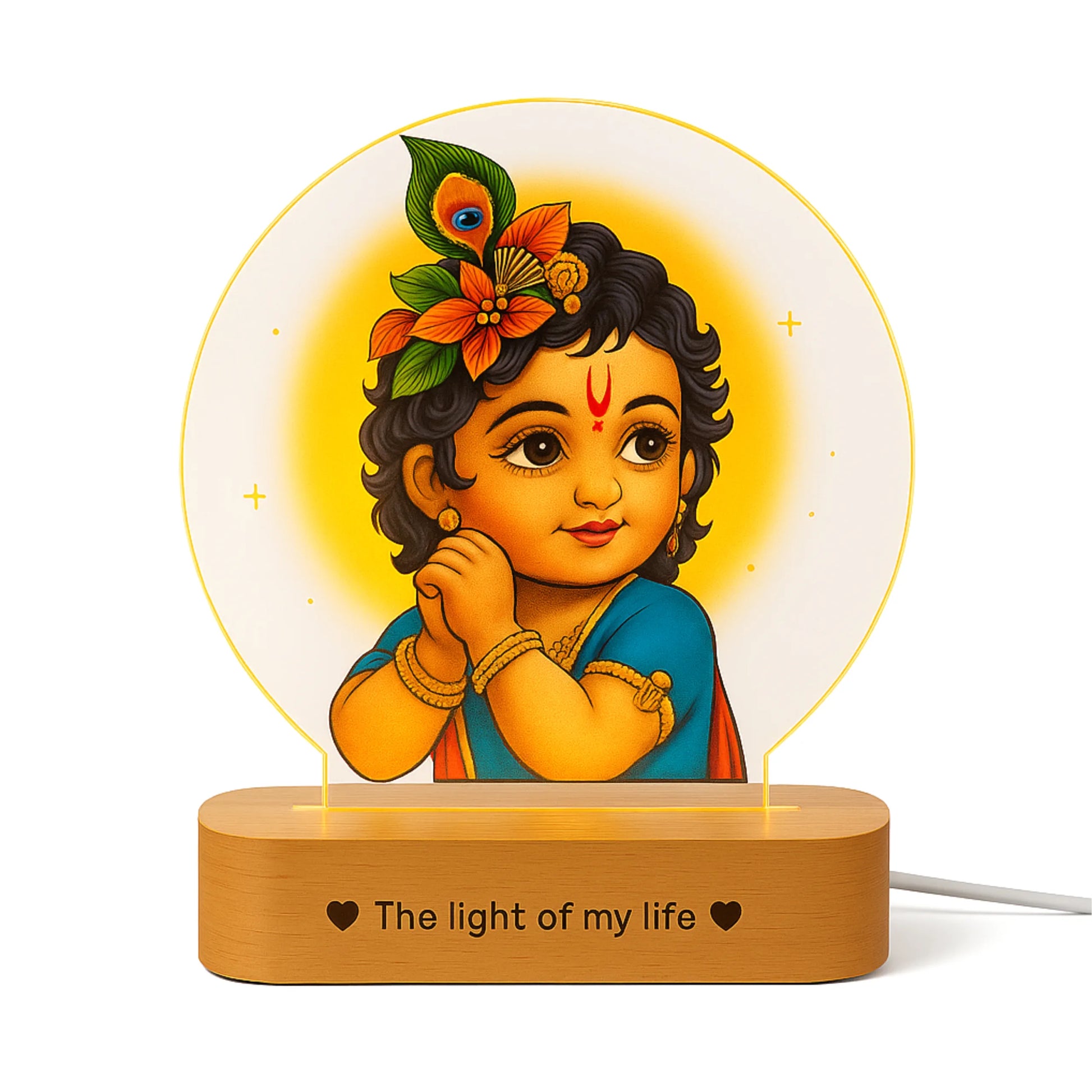 Bal Krishna Photo Frame with Light – Spiritual Pooja Room Décor & Diwali Gift