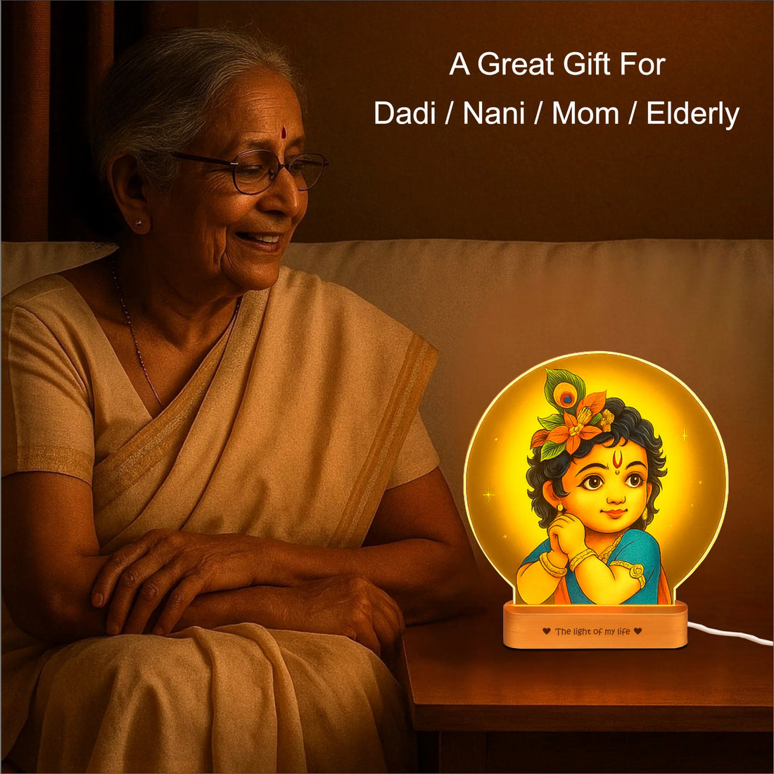 Bal Krishna Photo Frame with Light – Spiritual Pooja Room Décor & Diwali Gift