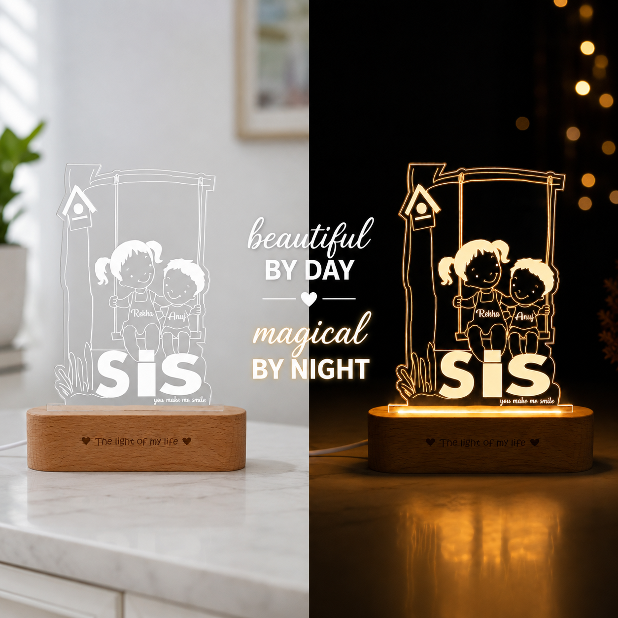 Rakhi gift for sister - Sister Love Lamp