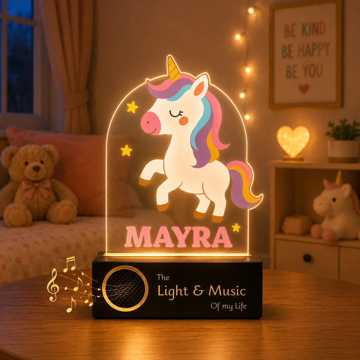 First Birthday Gift with Name – Personalized Unicorn Night Lamp for Girls