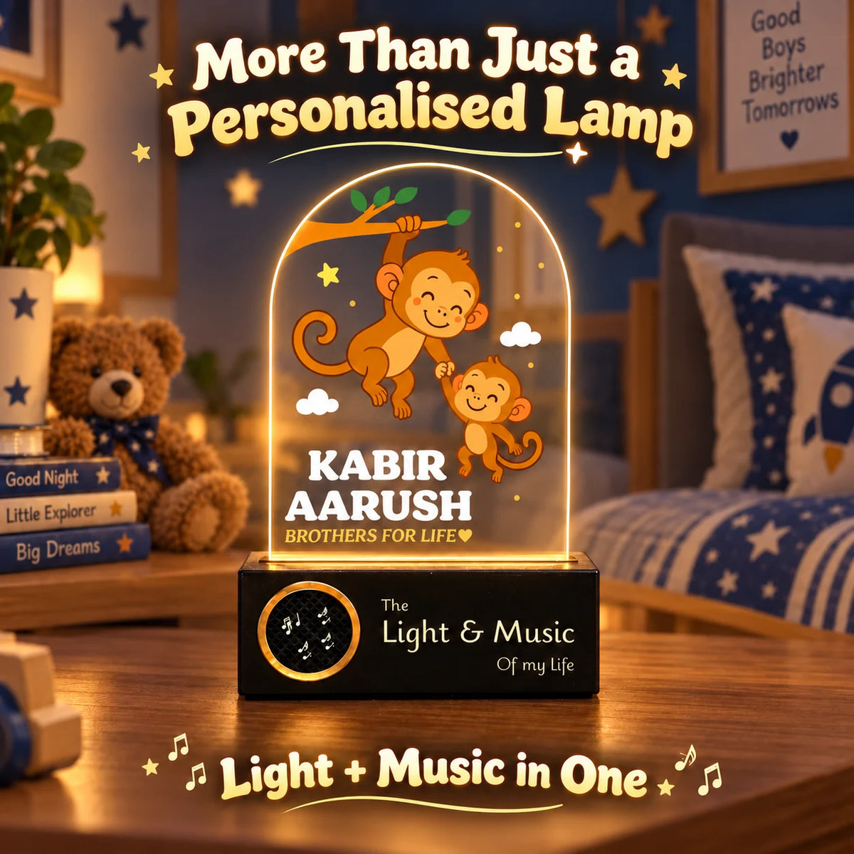 Personalized Sibling Night Lamp – Nursery Décor for Two Kids with Names