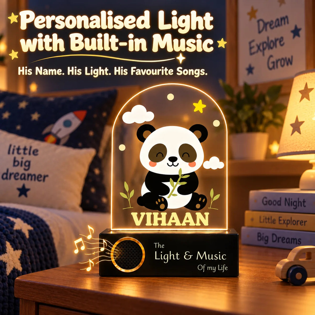 Newborn Gift with Name – Personalized Panda Night Lamp for Baby Room