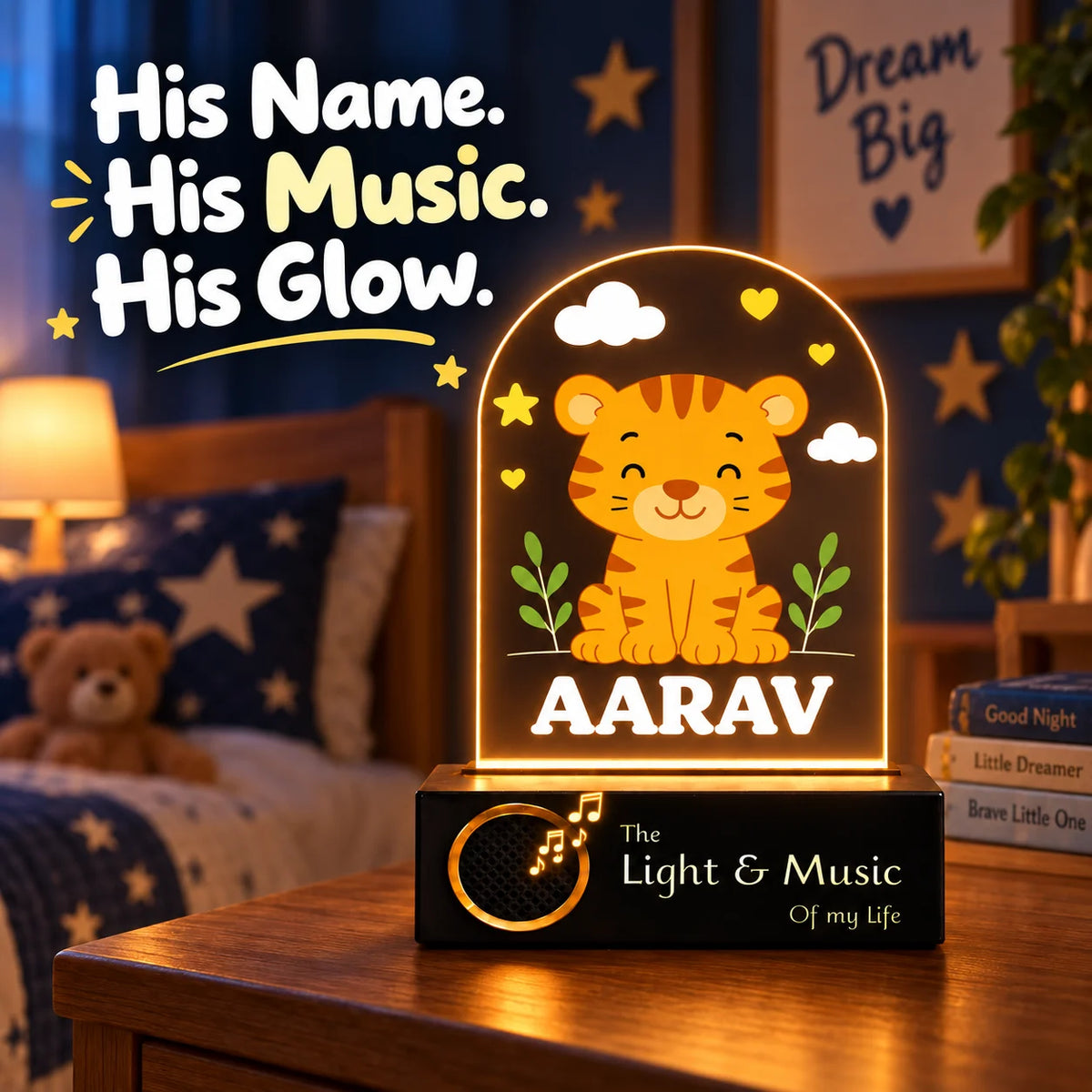 Birthday Gift for Boys – Personalized Tiger Night Lamp with Name