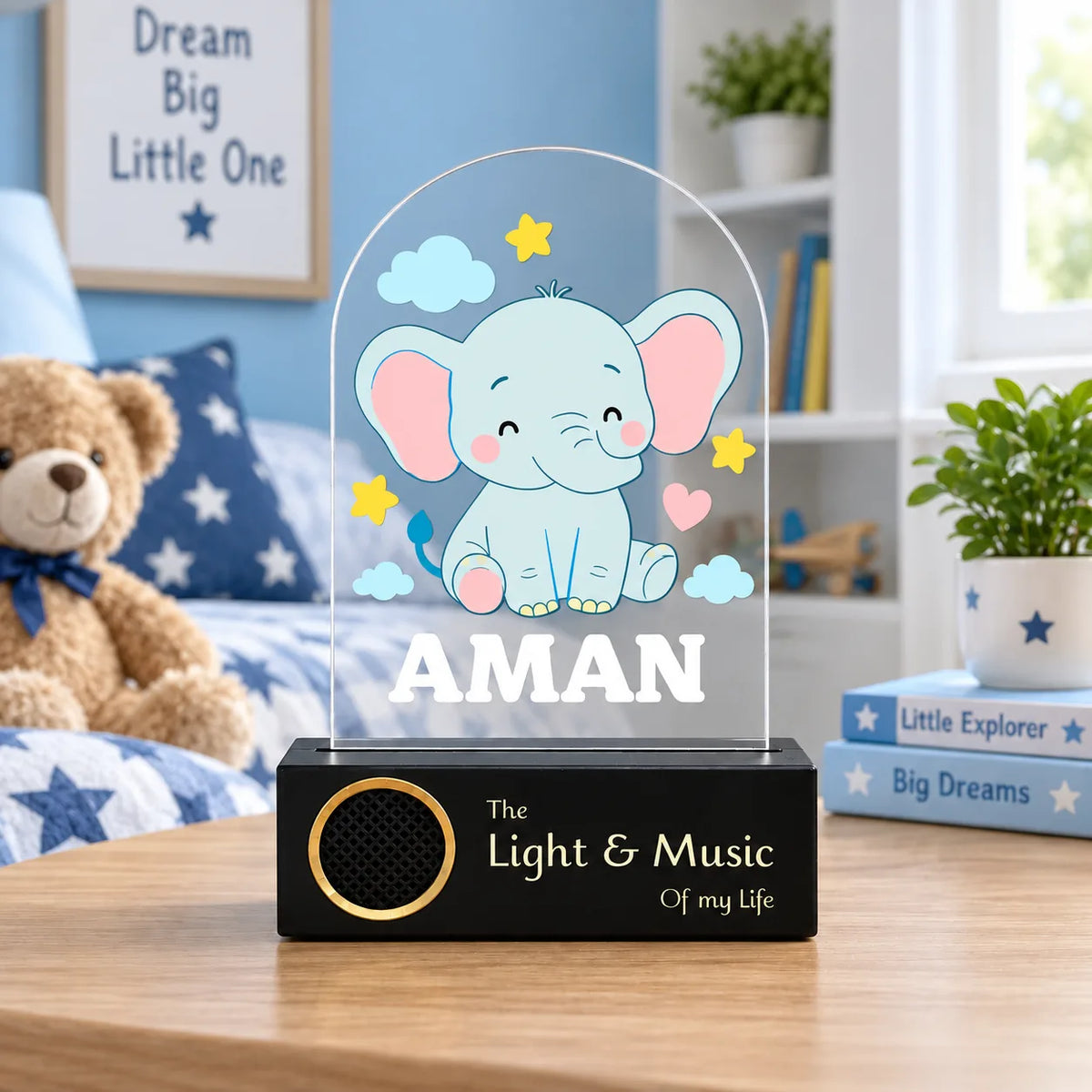 Birthday Gift for Kids – Personalized Elephant Night Lamp with Name