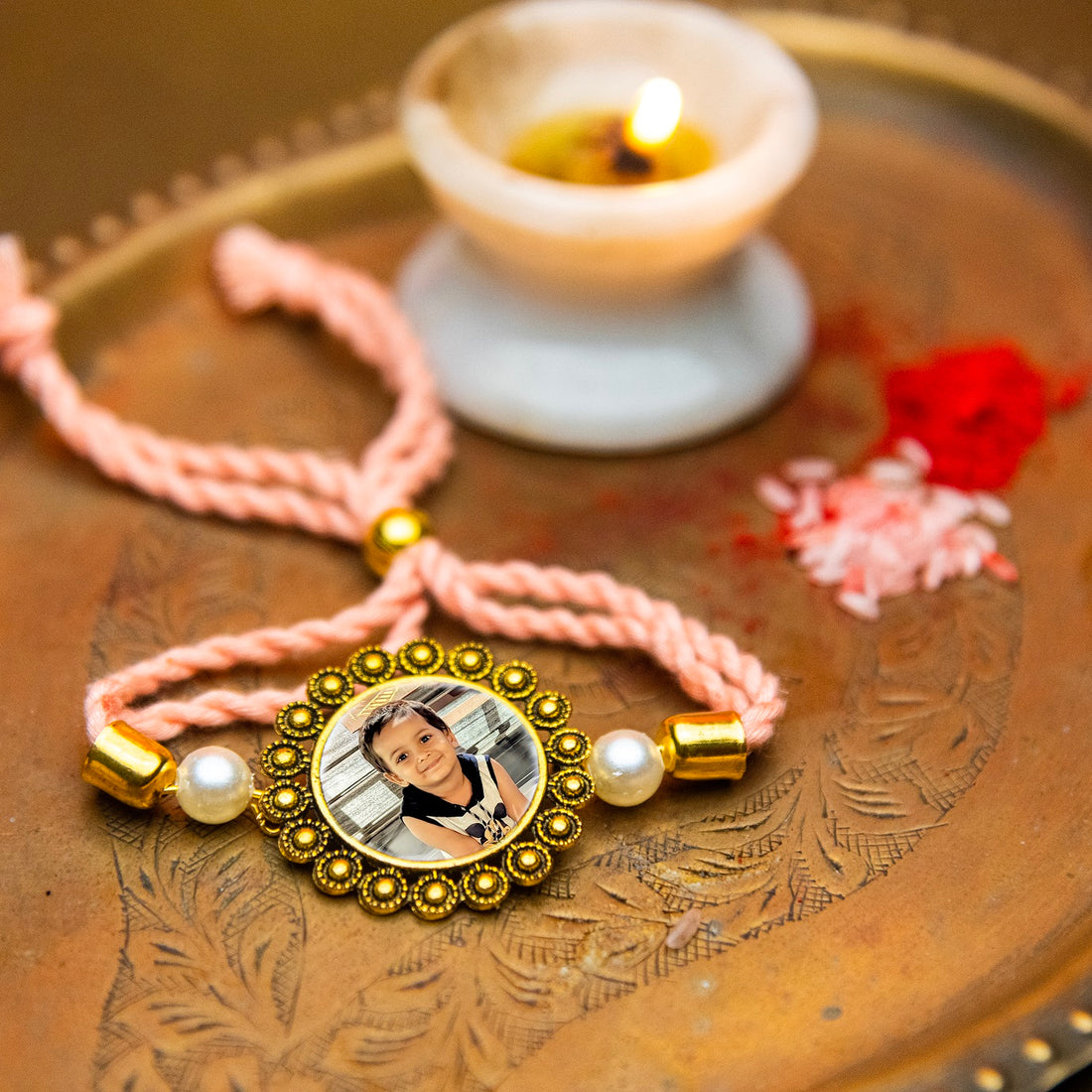 customized rakhi on a card