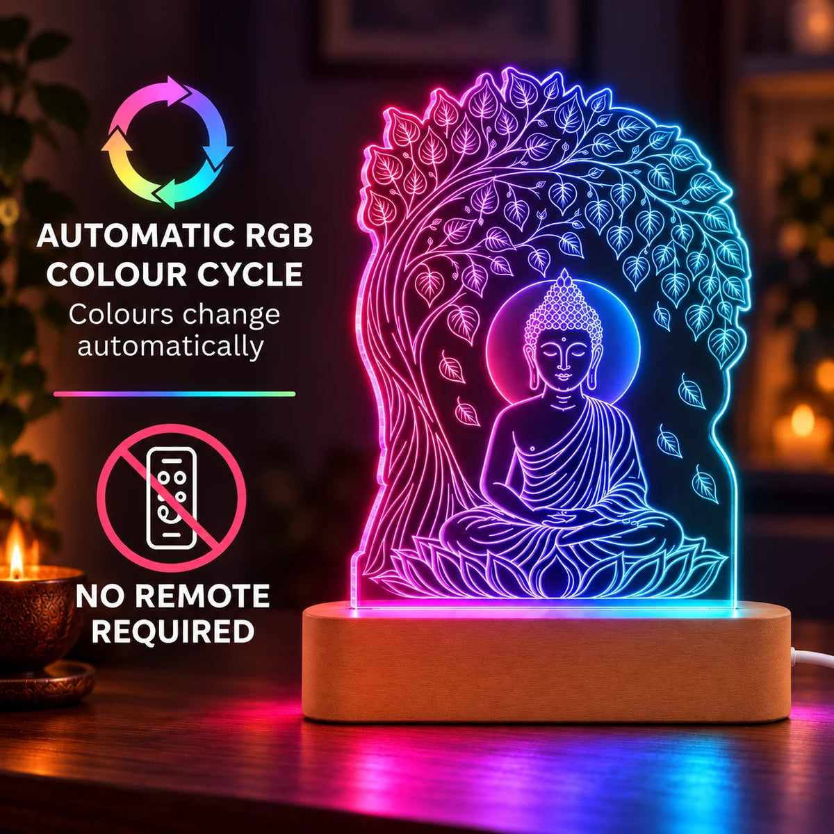 Buddha Statue LED Lamp for Home Decor – Gautam Buddha Night Light
