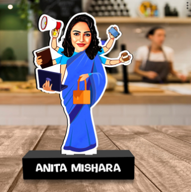 Busy Bee Personalized Saree-clad Caricature Tribute