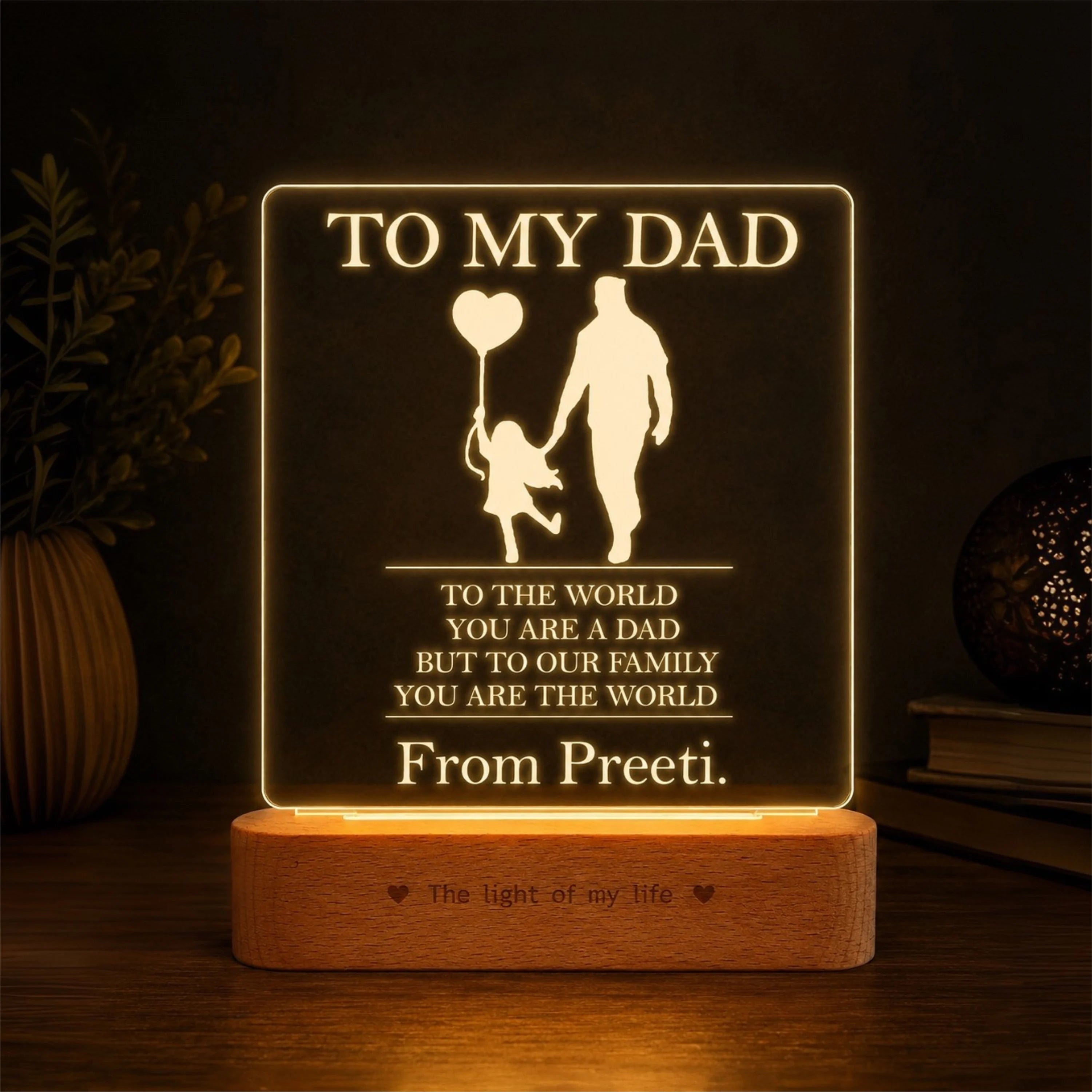 Dad My World Lamp - Father's Day Gift
